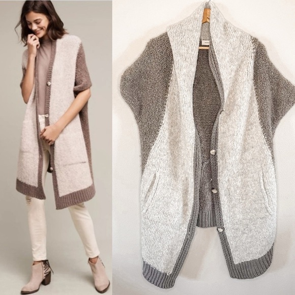 Anthropologie Sleeping on Snow, Wool Blend, Two-Tone Slouchy Sweater Vest - Picture 1 of 15